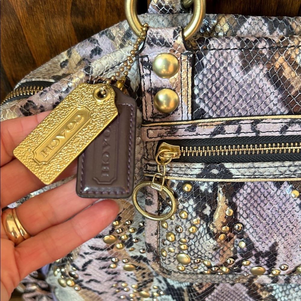 Coach Poppy Snake Print Shoulder Bag with crossbody strap - Picture 4 of 16